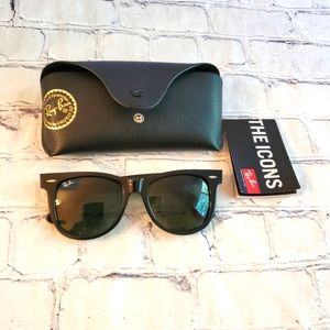 RAY-BAN WAY FARER BLACK SUNGLASSES MADE IN ITALY RB2140 9O1 54018 3N